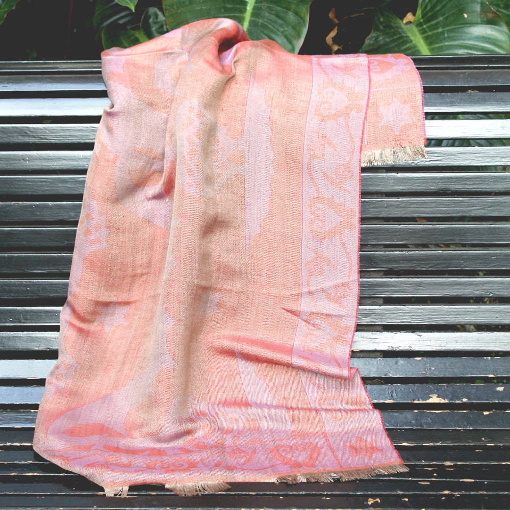 Ottilia tørklæde - lilla / terracotta